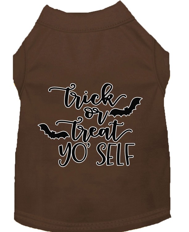 Trick or Treat Yo' Self Screen Print Dog Shirt Brown Sm